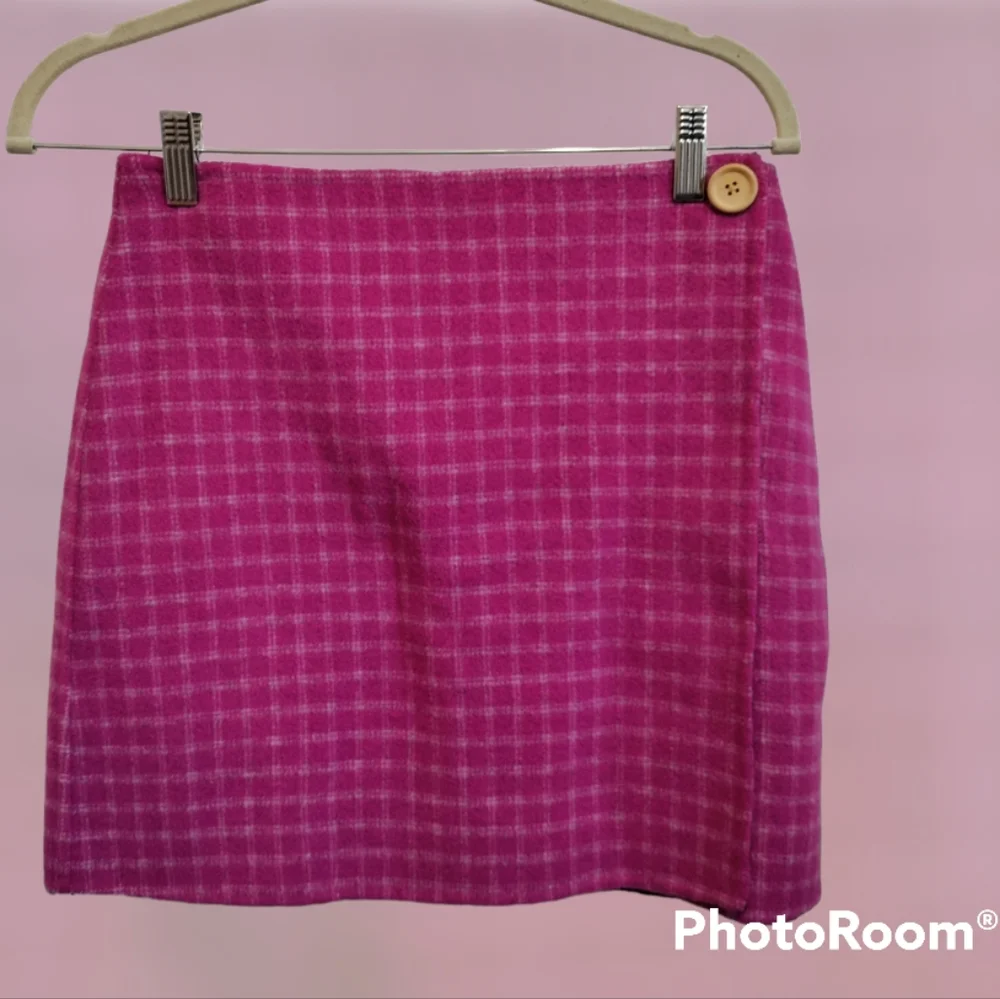 Vintage Lilly Pulitzer pink plaid wool wrap front mini skirt women'…